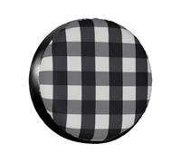 Housse de roue de secours à carreaux noirs et blancs de 35,6 à 43,2 cm pour traile, camping-car, SUV, camion, housse souple