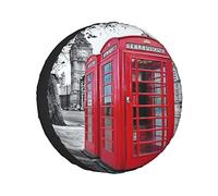 Housse de Roue de Secours Cabine téléphonique Rouge Vintage Londres Paysage de Rue Big Ben City Landmark Protections de Roue enjoliveurs résistants aux intempéries Ajustement Universel pour remorque