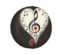 Housse de roue de secours de 43,2 cm, symboles musicaux avec impression d'amour, protection de pneus universelle pour remorque, camping-car, VUS, camion