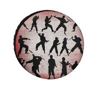 Housse de Roue de Secours imperméable à Motifs d'arts Martiaux, Protection de Roue, Housse de Roue de Secours Anti-poussière Universelle pour remorque, Camping-Car, SUV, camionnette