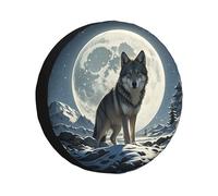 Housse de Roue de Secours imperméable et résistante à la poussière, modèle Wolf Under Moon, Compatible avec remorques, Camping-Cars, SUV, camions et caravanes de Voyage (15 Pouces).
