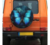 Housse de roue de secours imperméable pour voiture - Motif papillon bleu - Housse de roue de secours avec cordon de serrage de 35 à 43 cm
