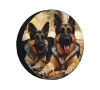 Housse de roue de secours imprimée chien de berger allemand - Protection étanche universelle pour remorque camping-car SUV 14"