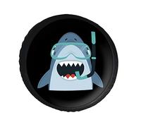 Housse De Roue De Secours Joli Requin Blanc avec Plongée Sacs De Stockage De Pneu Anti Poussière Neige Couvre-Pneu Personnalisée Universel Housse De Pneu, pour Voiture Accessoire, Remorque, 14in