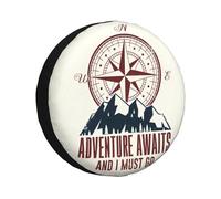 Housse de roue de secours Mountain Adventure Compass - Protection de roue - Résistante aux intempéries, étanche à la poussière - Ajustement universel pour camping-car, SUV, camion, camping-car, carava