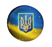 Housse De Roue De Secours pour Camping-Car SUV Camion Caravane Protection De Pneus Résistante Aux Intempéries Universelle avec Imprimé Drapeau De La République D'Ukraine 15 Pouces