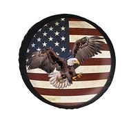Housse de Roue de Secours rétro Drapeau américain Aigle « Que Dieu Vous bénisse » - Protection Contre Les intempéries et la poussière - Accessoires universels - 14 Pouces