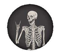 Housse de Roue de Secours Rock and Roll Skull Skeleton Bone Love Music, résistante aux intempéries et à la poussière, 17 Pouces