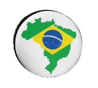 Housse De Roue De Secours Universelle Imperméable Motif Drapeau du Brésil pour Remorque Camping-Car Camion SUV Camping-Car 17 Pouces