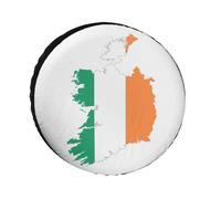 Housse De Roue De Secours Universelle pour Camping-Car SUV Camion Caravane Camping-Car SUV Camion Caravane 16 Pouces Résistante Aux Intempéries avec Carte De L'Irlande Imprimée Drapeau 16 Pouces