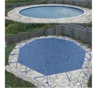 Housse de sécurité personnalisable en maille bleue pour piscine creusée - Protection hivernale pour enfants et animaux domestiques, convient aux piscines de 0,9 m à 10,1 m, solution de sécurité