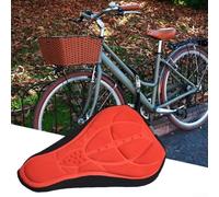 Housse de selle de vélo 3D en gel de silicone rembourré doux et confortable pour vélo d'appartement (rouge)