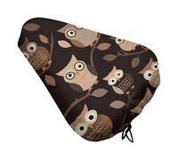 Housse de selle de vélo avec cordon de serrage pour homme et femme Motif chouettes Marron
