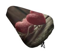 Housse de selle de vélo avec deux cœurs crochetés - Imperméable - Avec cordon de serrage - Housse de protection contre la pluie, la neige, la poussière - Pour vélo de ville, montagne, vélo de route