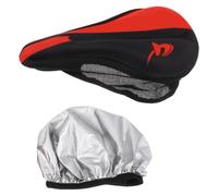 Housse de Selle de Vélo en Silicone Épais, Coussin Confortable | Mémoire Coton, Ajustement Sûr, Couvre Pluie Inclus, pour Vtt, Vélos D’exercice, Longues Sorties