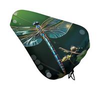 Housse de selle de vélo imperméable avec cordon de serrage pour la pluie, la neige, la poussière - Motif libellule verte