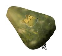 Housse de selle de vélo imperméable et anti-poussière avec cordon de serrage Motif papillon jaune sur l'herbe Pour homme et femme