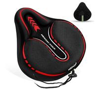 Housse de Selle de Vélo Rembourrée en Gel, Mousse Extra Douce, Large Housse de Selle Pour VTT, Vélo D'appartement, Vélo D'appartement, Peloton, Rembourrage de Selle Confortable Pour Homme Femme(Rouge)