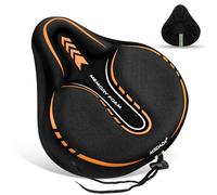 Housse de Selle de Vélo Rembourrée en Gel, Mousse Extra Douce Large Housse de Selle Pour VTT, Vélo D'appartement, Vélo D'appartement, Peloton, Rembourrage de Selle Confortable Pour Homme Femme(Orange)