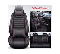 Housse de siège auto en cuir synthétique, compatible pour 98% des modèles de voiture BMW/Mercedes/Audi/Toyota/Honda/Ford/Mazda/Nissan/VW/Hyundai. Accessoires intérieurs.(Black Red 5 Seat-01)
