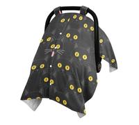 Housse de siège auto multi-usage pour bébé avec sangle magique réglable | Minky Dot Couverture de voyage pour nouveau-né Motif chats noirs aux yeux jaunes