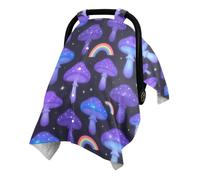 Housse de siège auto multi-usage pour bébé avec sangle magique réglable | Minky Dot Housse de poussette pour siège auto Motif champignons avec arcs-en-ciel
