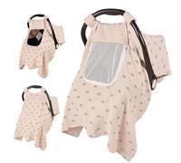 Housse de siège auto pour bébé, 100 % mousseline, housse de siège auto 3 en 1, housse de siège auto pour bébé facile à mettre et à sortir