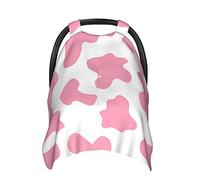 Housse de siège auto pour bébé - Imprimé vache rose - Multi-usage - Pour poussette nouveau-né, allaitement, allaitement, confortable, doux, coupe-vent
