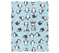 Housse de siège auto pour bébé Motif pingouin Bleu | Housse de siège de voiture pour voyage, drapé rectangulaire, pliable, facile à ranger pour les visites chez le médecin