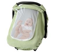 Housse de siège auto pour bébé protection à 360° en gaze de coton avec fenêtre double couche en tissu maille respirant légère vert menthe