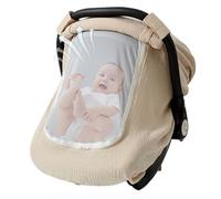 Housse de siège d'auto pour bébé Protection 360° en gaze de coton Housse siège d'auto pour bébé avec fenêtre double couche tissu en maille respirante Léger pour pour garçons et filles