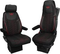 Housse de siège de Camion pour Scania Série R à partir de 2004, Série S à partir de 2017 - Confortables et personnalisées - Accessoires pour Camion - en Jacquard et éco-Cuir de Haute qualité Rouge