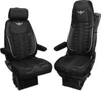 Housse de siège de Camion pour Scania Série R à partir de 2004, Série S à partir de 2017 - Confortables et personnalisées - Accessoires pour Camion - en Jacquard et éco-Cuir de Haute qualité Gris