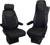 Housse de siège de Camion pour Scania Série R à partir de 2004, Série S à partir de 2017 - Confortables et personnalisées - Accessoires pour Camion - en Jacquard et éco-Cuir de Haute qualité Bleu