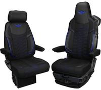 Housse de siège de camion pour SCANIA série R à partir de 2013, série S à partir de 2017 - confortables et personnalisées - accessoires pour camion - en jacquard et éco-cuir de haute qualité BLEU