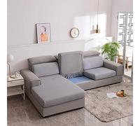 Housse de siège de canapé en polyester élasthanne très extensible - Housse de protection durable pour chaise/causeuse Gris clair Grand coussin de canapé 3 places pour une protection ultime et un style