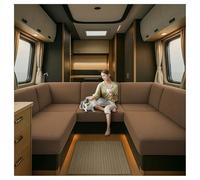 Housse de siège de caravane - Imperméable - Extensible - Jacquard - Antidérapante - Avec 2 sangles - Marron - Largeur 94 à 122 cm - Profondeur : 26 à 40 cm