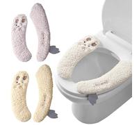 Housse de siège de toilette - 34,9 x 10,9 cm, 3 paires de coussins d'agneau doux, réutilisables et lavables | Accessoires chauds et confortables pour la décoration d'hygiène familiale