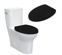 Housse de siège de toilette avec fond élastique, pour la plupart des abattants de toilette, noir