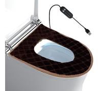 Housse de siège de toilette chauffante - Chauffage réglable à 5 niveaux avec minuterie - Alimenté par USB - Tissu en velours lavable - Chauffe-siège de toilette en peluche douce pour temps froid