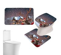 Housse de siège de toilette de Noël | Tapis de siège de toilette | Tapis de salle de bain absorbant l'eau antidérapant Tapis de sol pour vacances d'hiver, dortoir festif, auberge de plaisance, hôtel