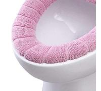Housse de siège de toilette en tissu doux et épais pour salle de bain, extensible, lavable, rose