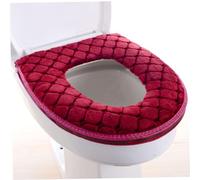 Housse de siège de toilette rouge, coussin chauffant doux et lavable avec fermeture éclair