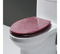 Housse de siège de Toilette Scintillante - Ronde et Ovale, Installation Facile, Paillettes en résine, Options Or et Noir