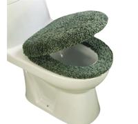 Housse de siège de toilette touffetée - Lavable en machine - 39 x 49 cm - Élastique - Convient à la plupart des tailles de couvercles de toilettes (vert)