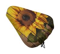 Housse de siège de vélo en bois avec tournesol - Extra douce et confortable - Protection contre la pluie et le soleil - Résistante à la poussière - Pour vélo de ville et VTT