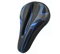 Housse de siège de vélo en Silicone épais, Housse de Coussin de siège de vélo en Mousse à mémoire de Forme et en Silicone avec Bande réfléchissante, vélo d'intérieur et d'extérieur(Blue)