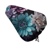 Housse de siège de vélo pour homme et femme - Motif fleurs violettes et bleu sarcelle - Coussin de siège réglable pour vélo en plein air