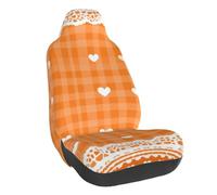 Housse de siège de voiture en vichy orange avec motif cœur élastique pour voiture, berline, SUV, camion