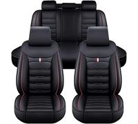 Housse de Siège de Voiture pour Audi A4, A4 Allroad, A4 Avant, A4 Cabriolet, 5 Seat Fait sur Mesure Cuir Housse Siege, Avant et Arrière Couvre Siège Interieur Accessoires,E/Black+Red